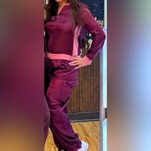 Victoria’s Secret satin zip up jacket, lounge pants 90s set, jogger suit EUC